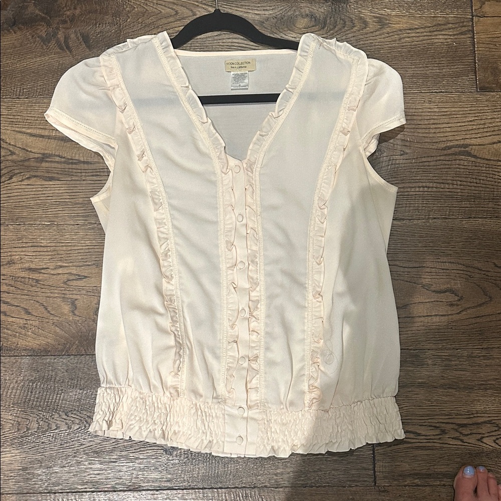 Moon Collection Cream Button-Down Blouse